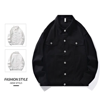 Реколта градинска яке, в модерен стил, ежедневни къс сако с ревери, за мъже, Корейската мода, Ново Черно однотонное палто, есен