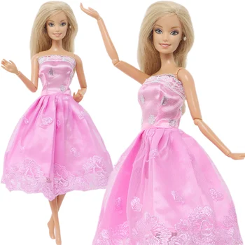 Уважаеми куклено рокля, Розова лейси пола, мини-рокля, празничен костюм на принцеса, Булчински облекла за момичета, аксесоари за Барби кукли, Детски играчки 30 см
