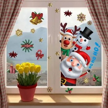 Коледни Стикери На Прозореца На Дядо Коледа, Стенни Украси, Коледни Висулка, Весела Коледа За Домашен Интериор, Честита Нова 2022 Г., Ноел
