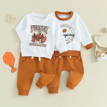 Есенни комплекти за новородено, детски дрехи, hoody с дълги ръкави и еластична штанами с принтом Турция за момчета