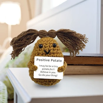 Мини-картофи ръчно изработени с пощенска картичка, Забавна и положителната картофи, Творчески вдъхновяващи кукли, плетене на една кука, подаръци за рожден ден за приятели